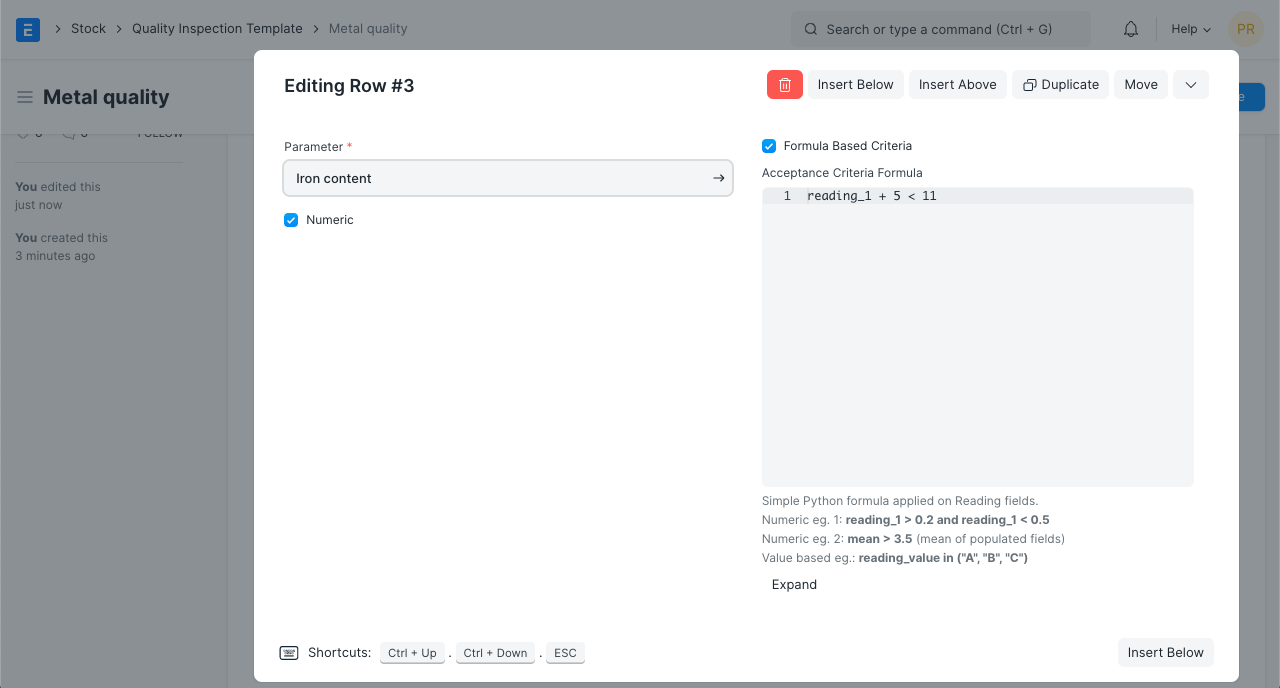 acceptance criteria formula