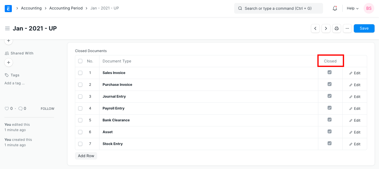 accounting period closed