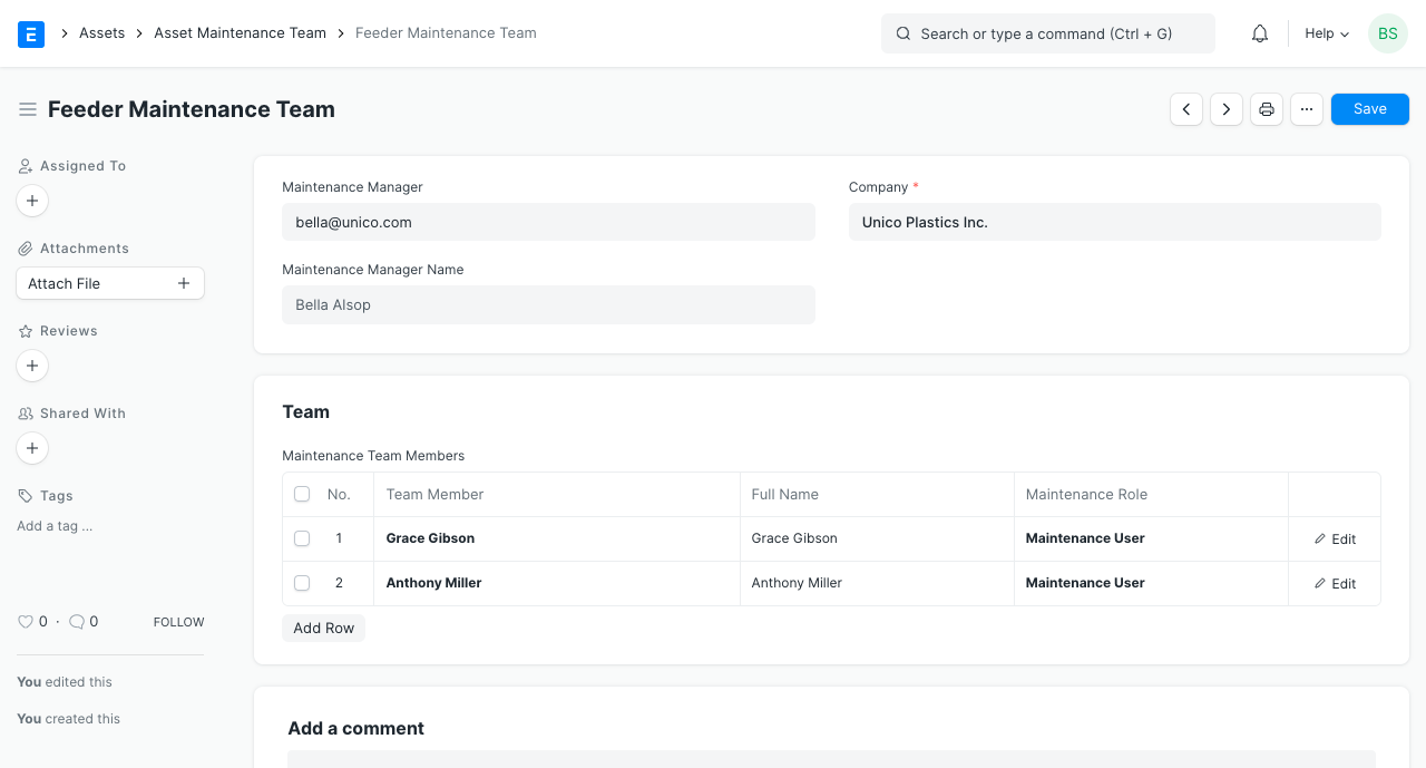 asset maintenance team