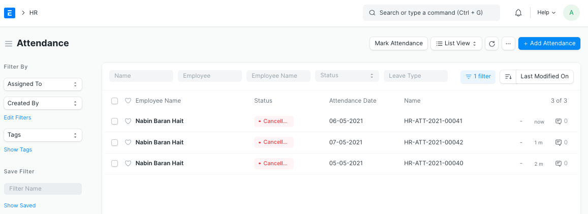 attendance request cancelled