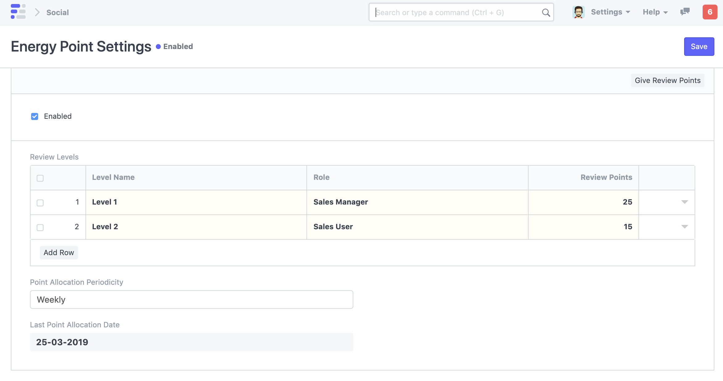 auto review point allocation