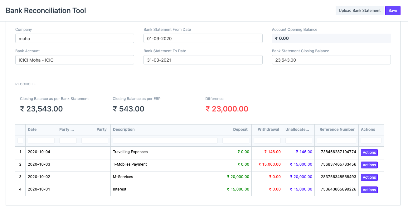 bank reconciliation tool