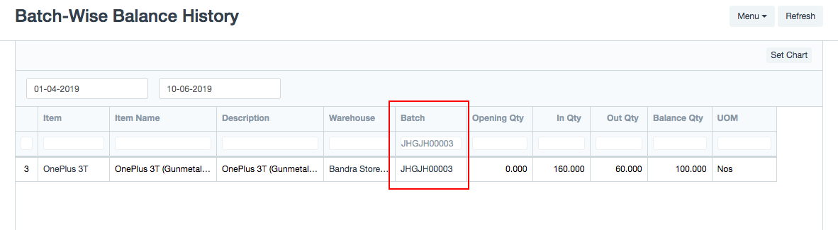 batchwise balance history after stock reco submission