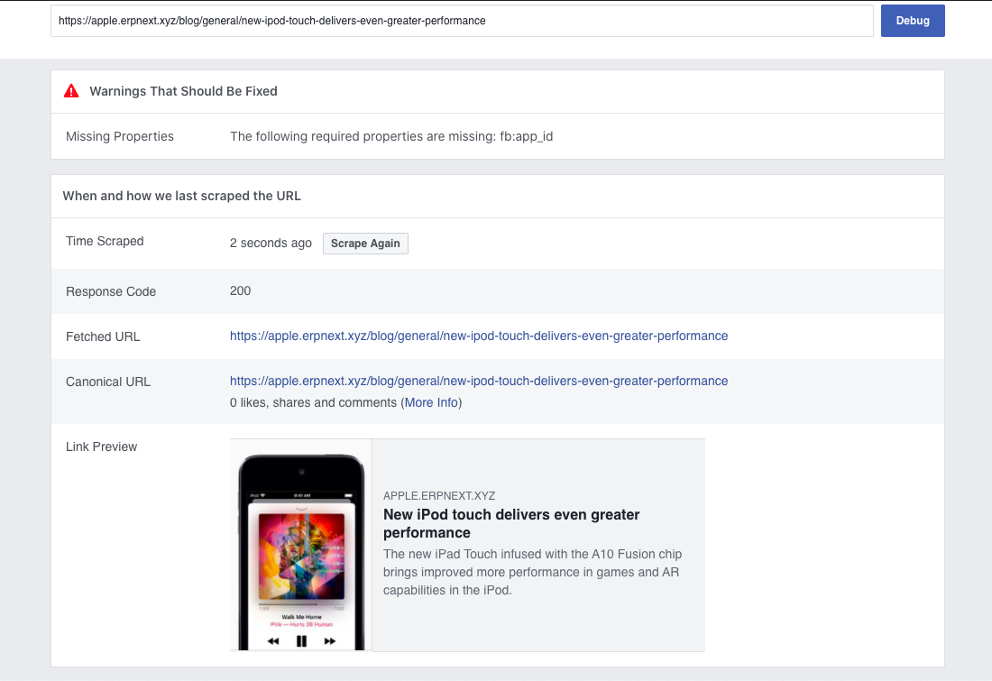 blog post facebook debugger