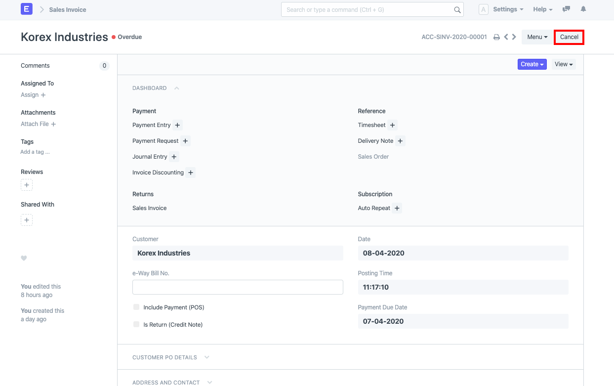 cancel delete submitted doc 1