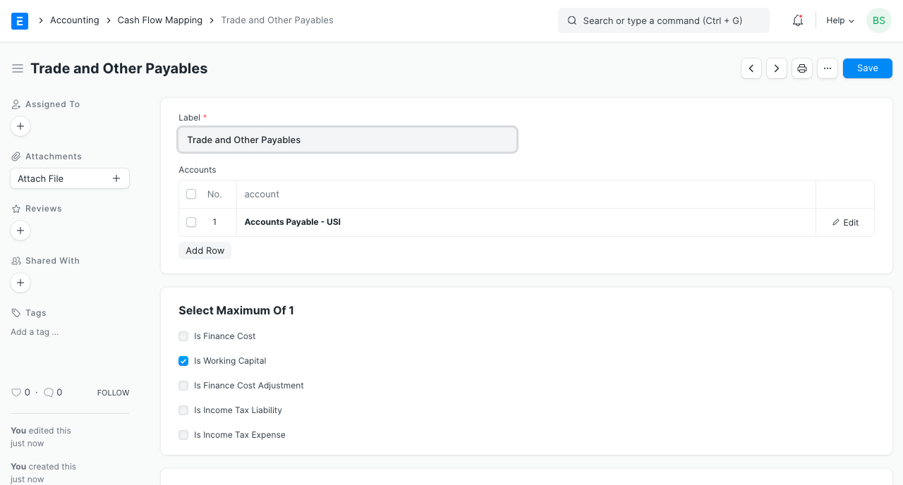 cash flow mapping for payables