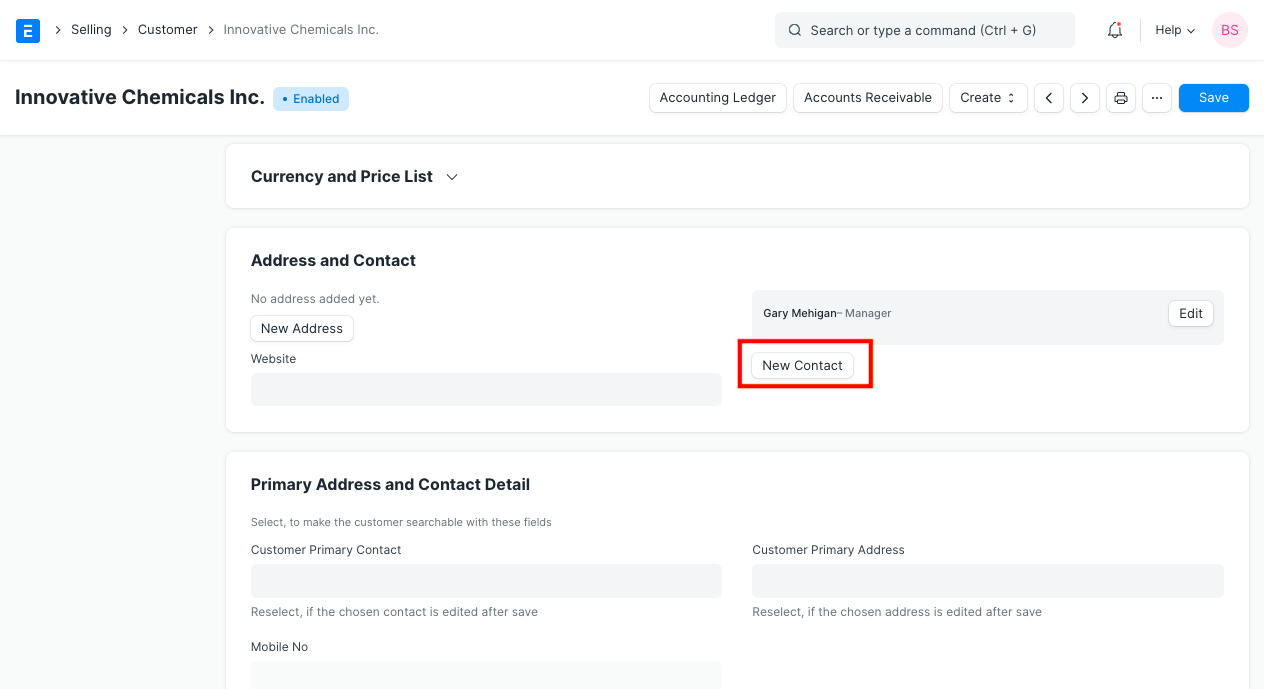 contact from customer