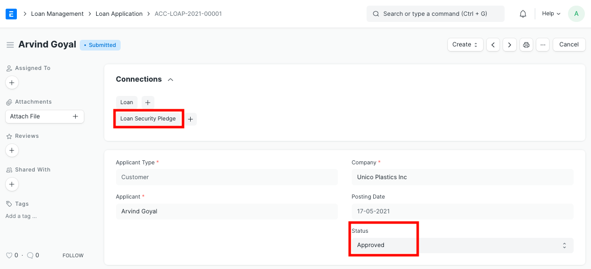 create loan security pledge