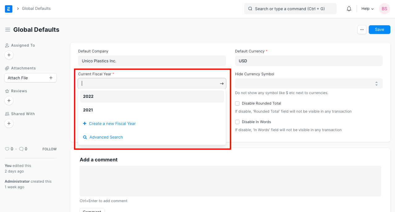 current fiscal year in global defaults
