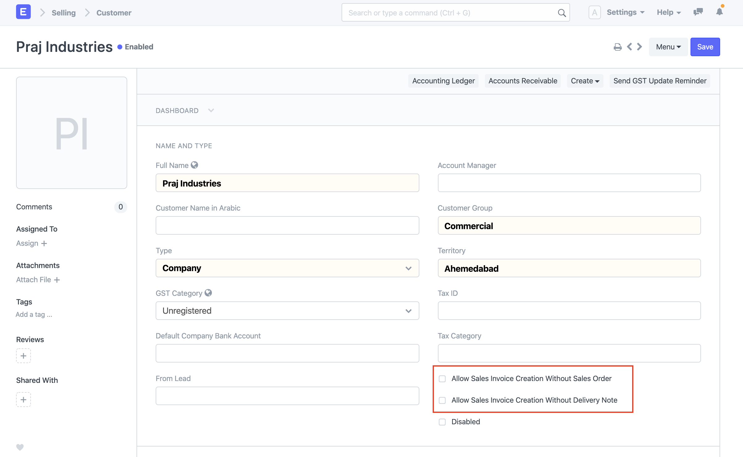 customer so dn required
