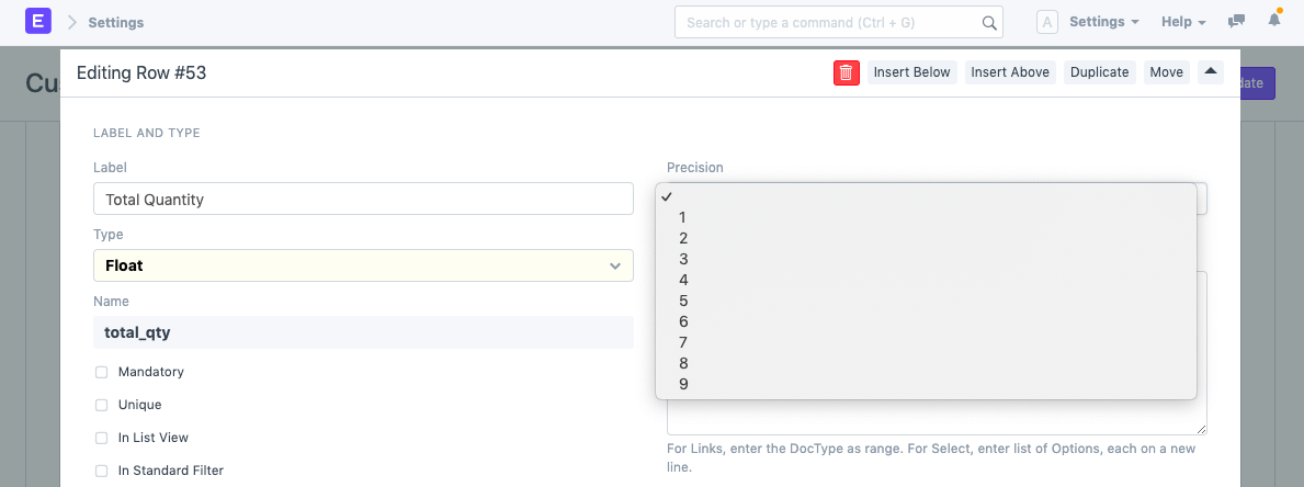 customize set precision 1
