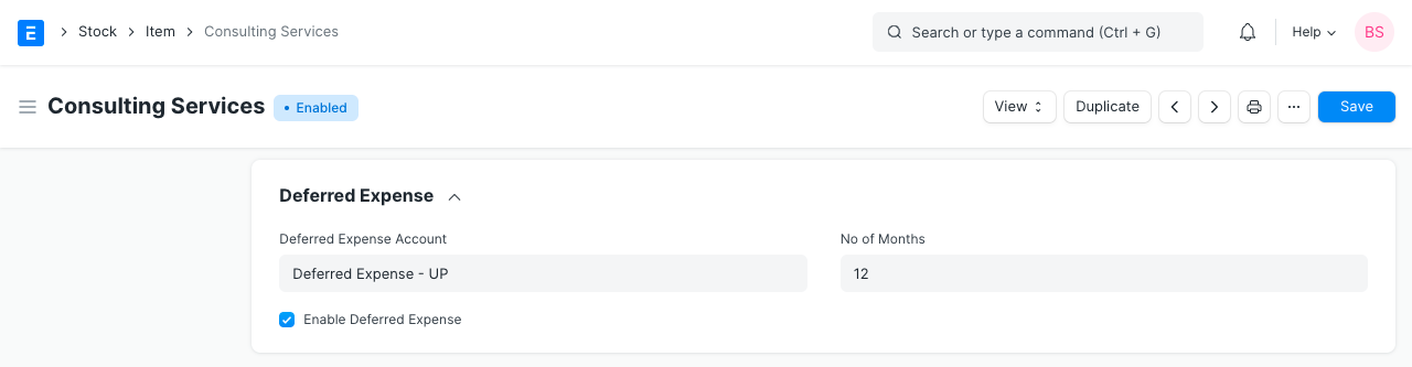 deferred item expense