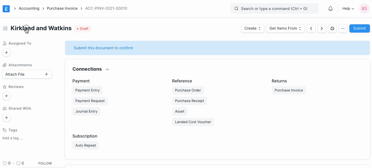 deferred purchase invoice