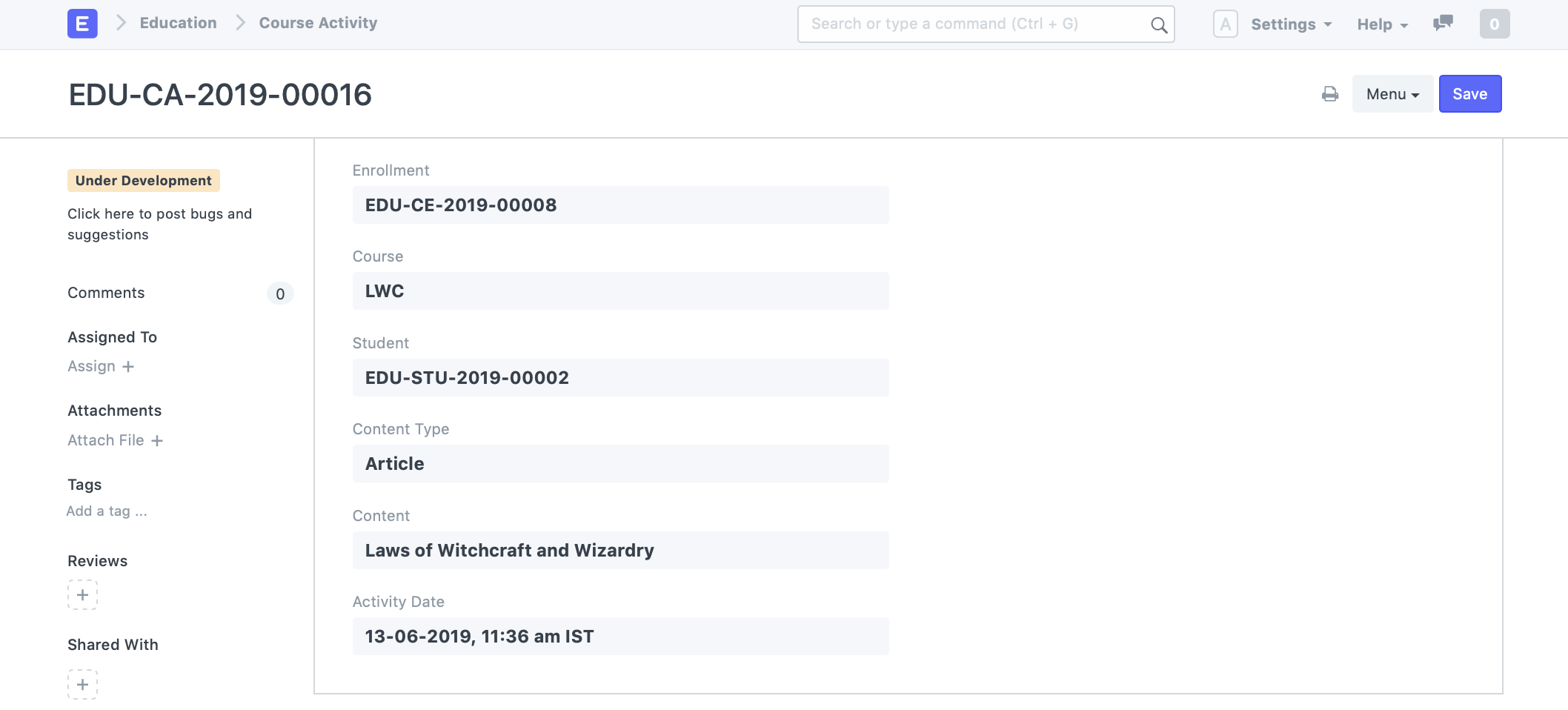 desk course activity