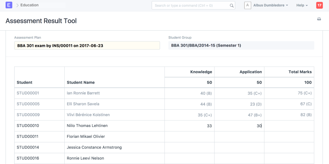 education assessment result tool