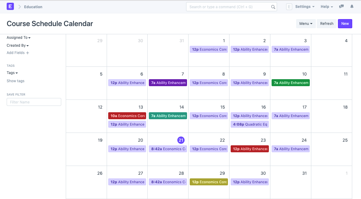 education course schedule 1