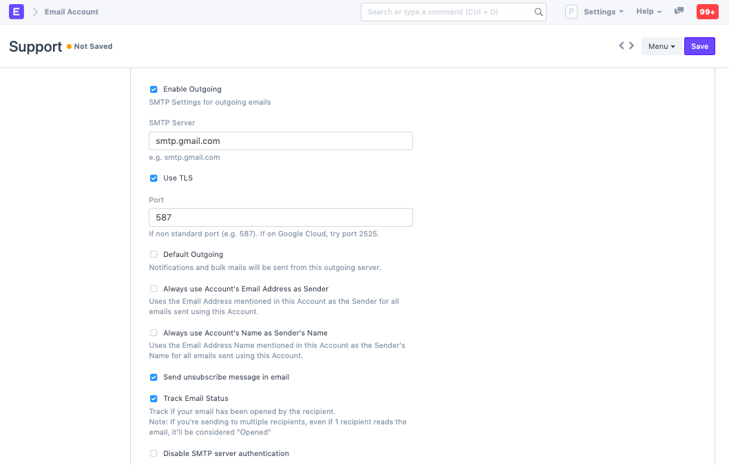 email account sending