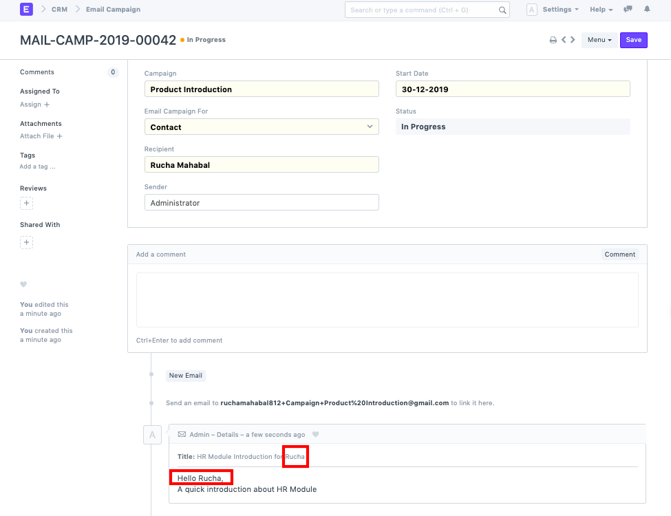 email campaign doc data