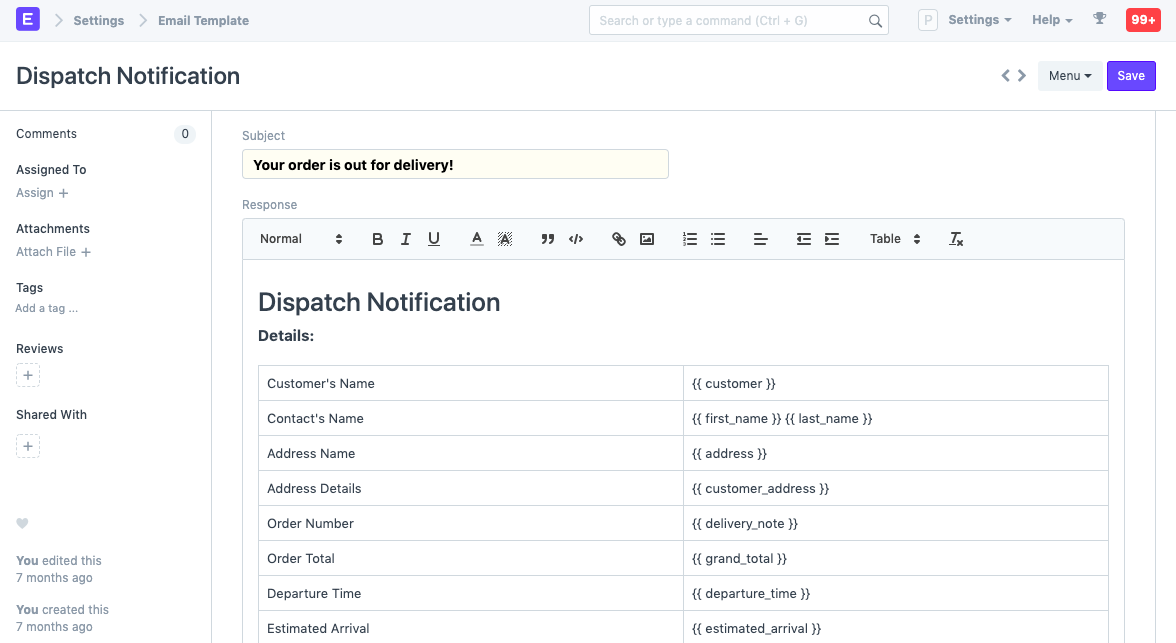 email template example