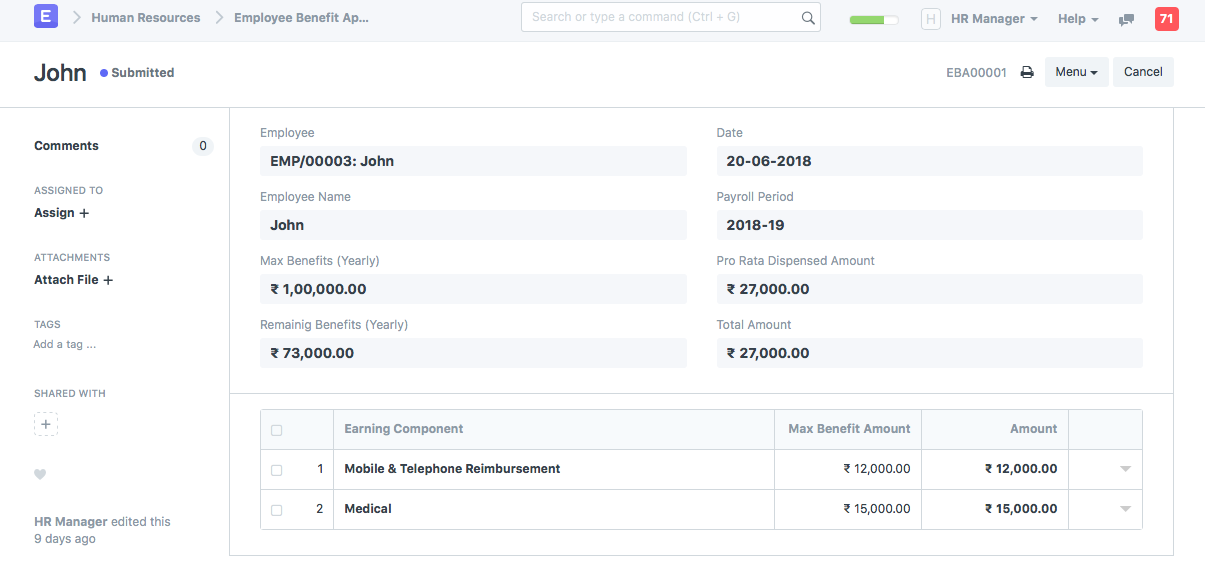 employee benefit application