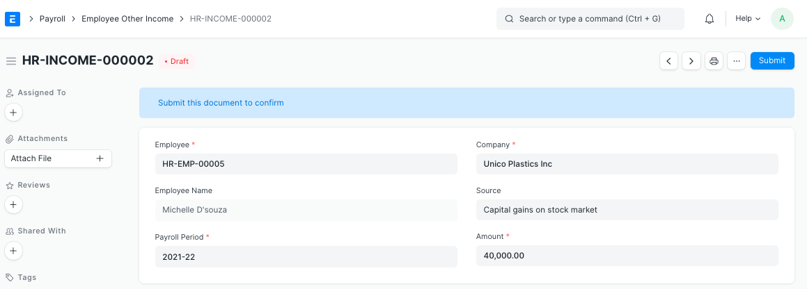 employee other income