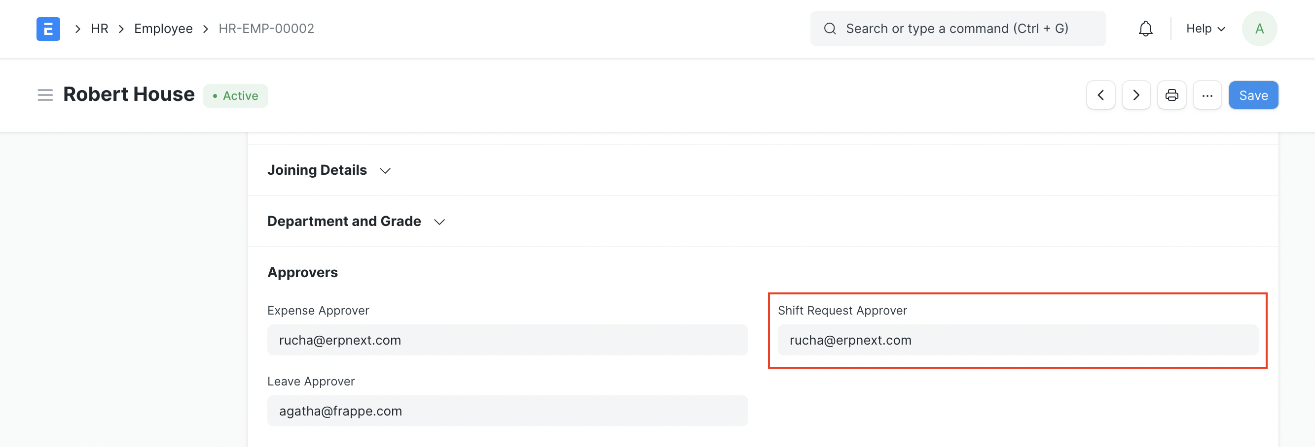 employee shift request approver