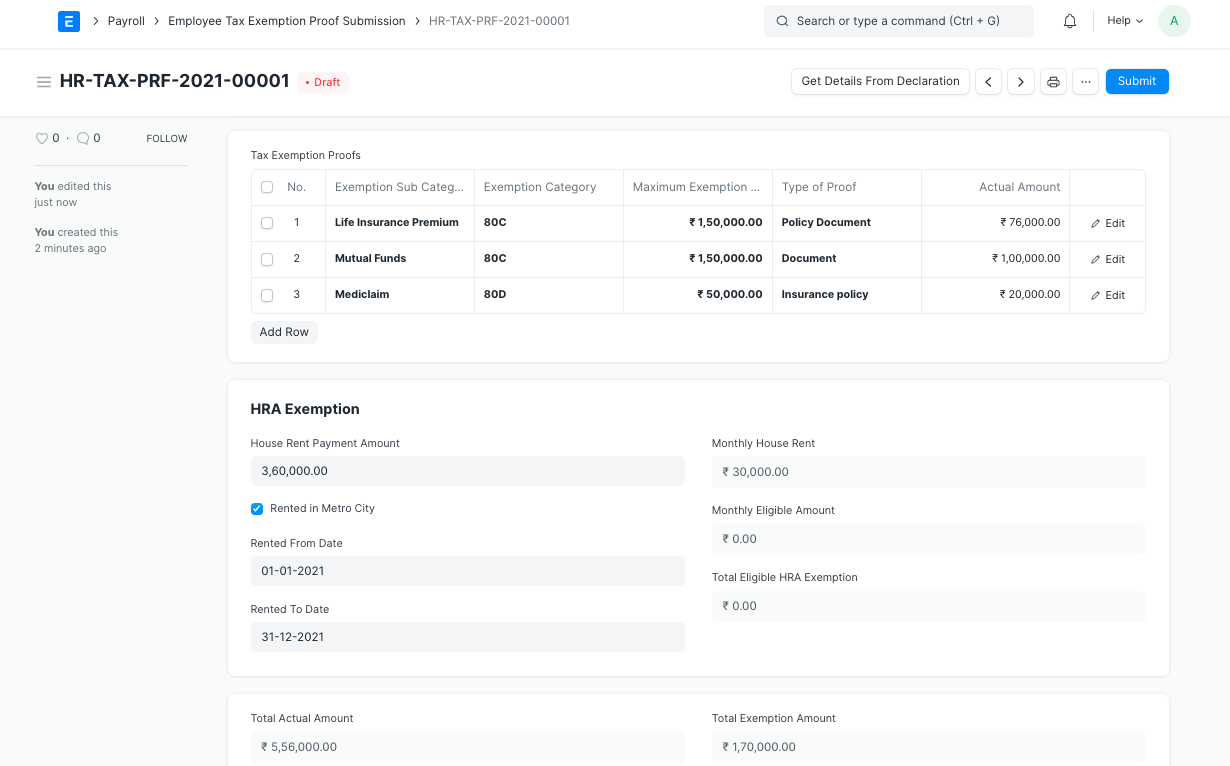 employee tax exemption proof submission