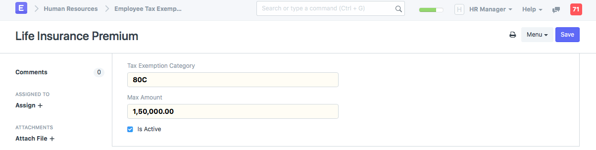employee tax exemption subcategory
