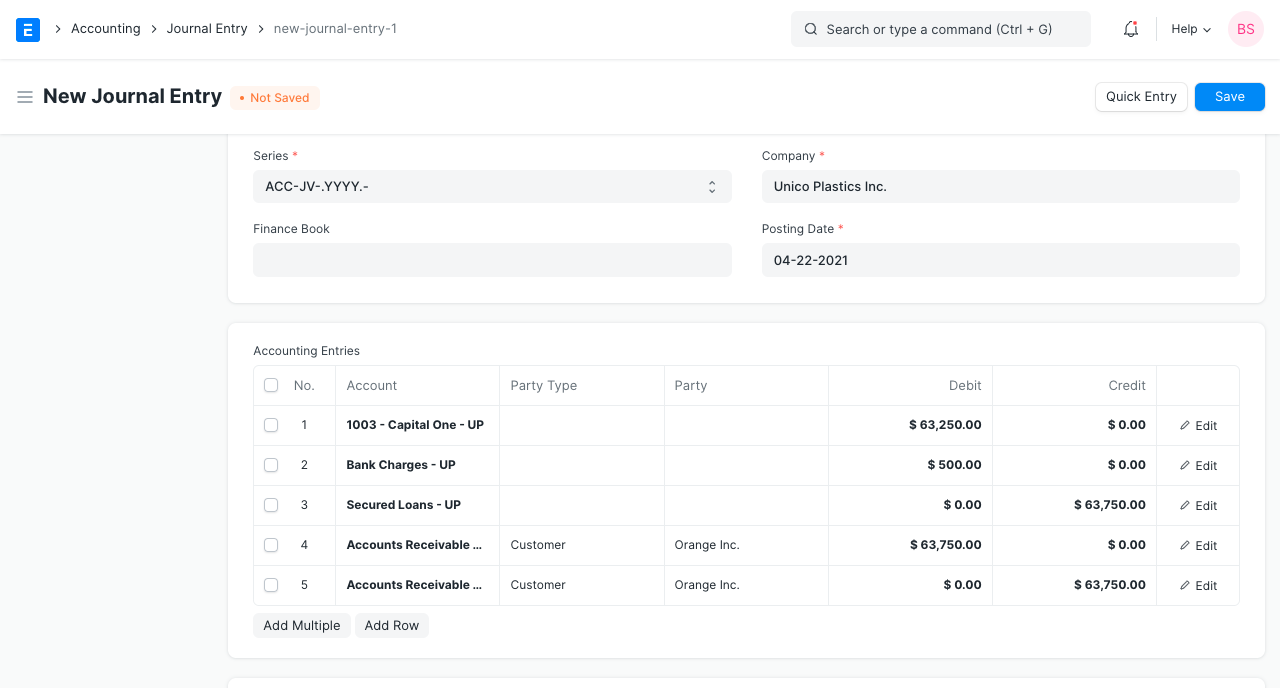 invoice discounting journal entry