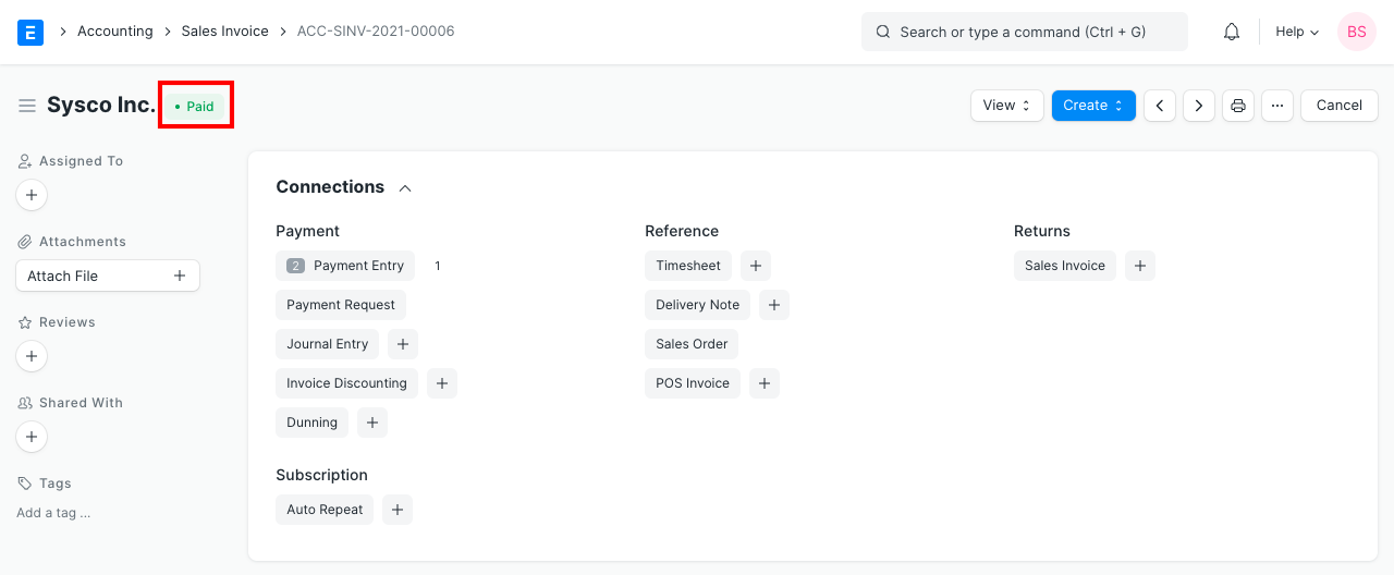 invoice marked paid by payment entry