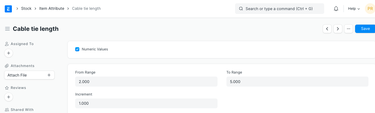 item attribute numeric