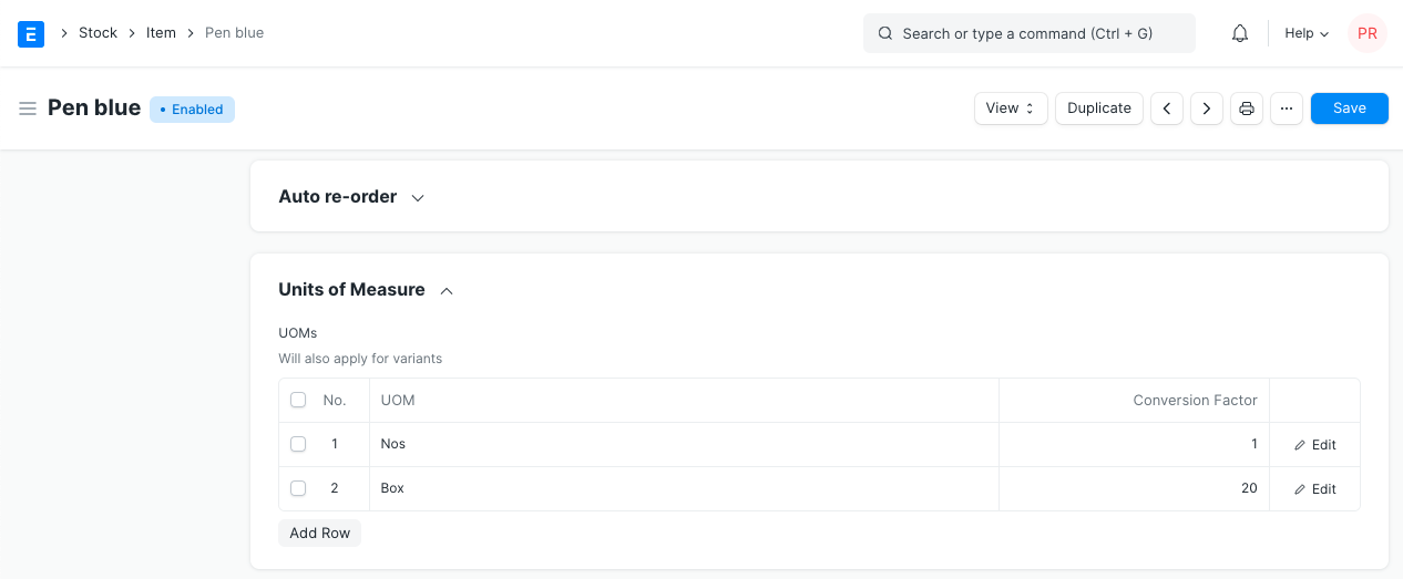 item purchase uom conversion