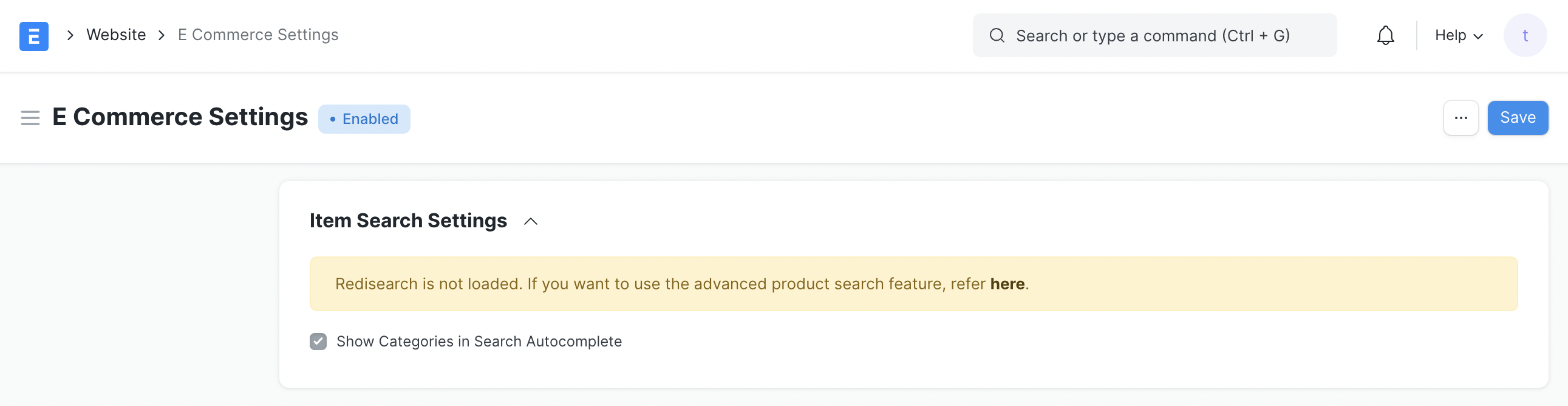 item search settings