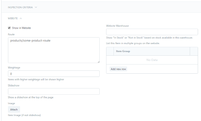 item show on website checkbox checked