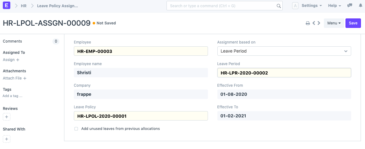 leave policy assignment