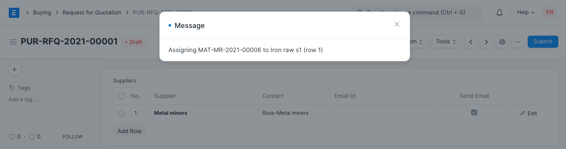 link to material request