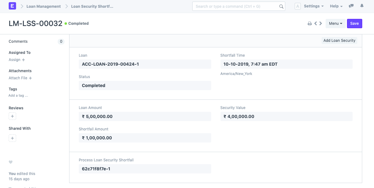 loan security shortfall