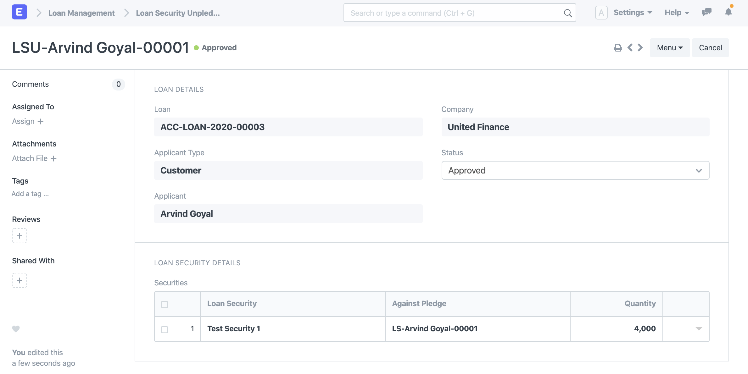 loan security unpledge
