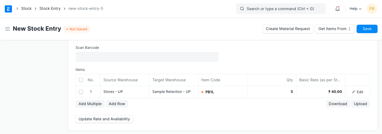 material transfer sample