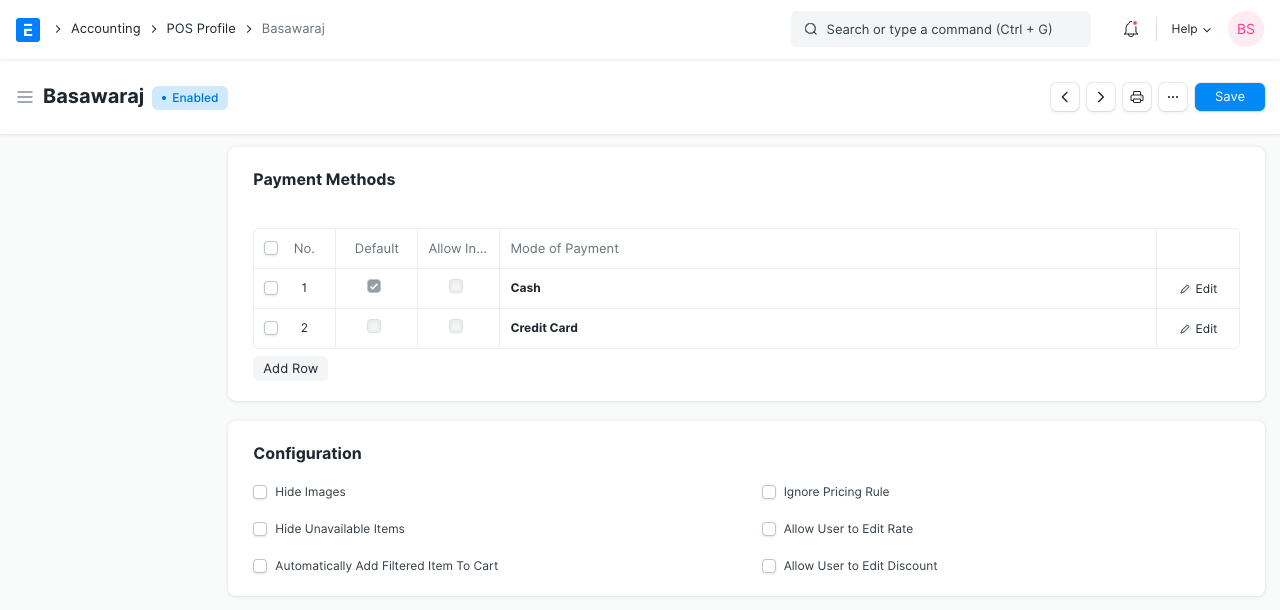payment method in pos