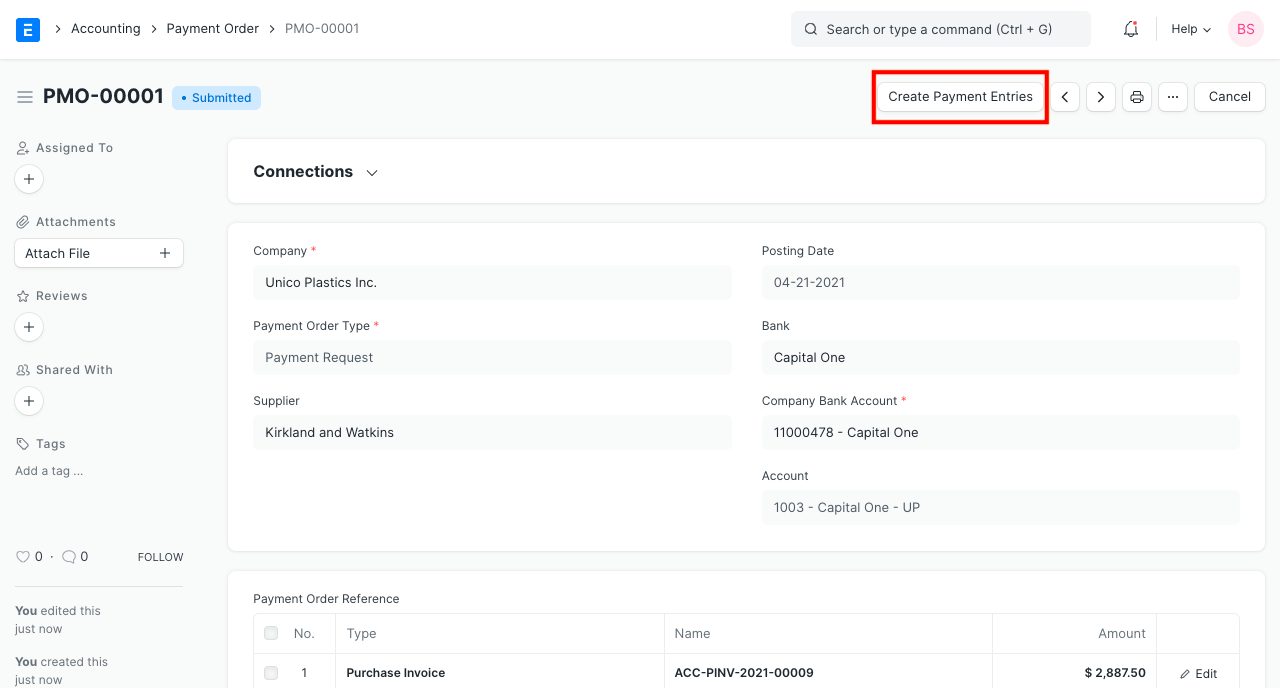 payment order submit