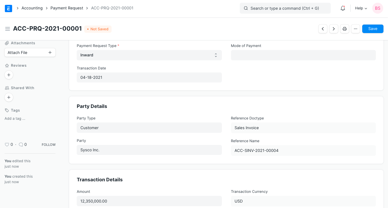 payment request details