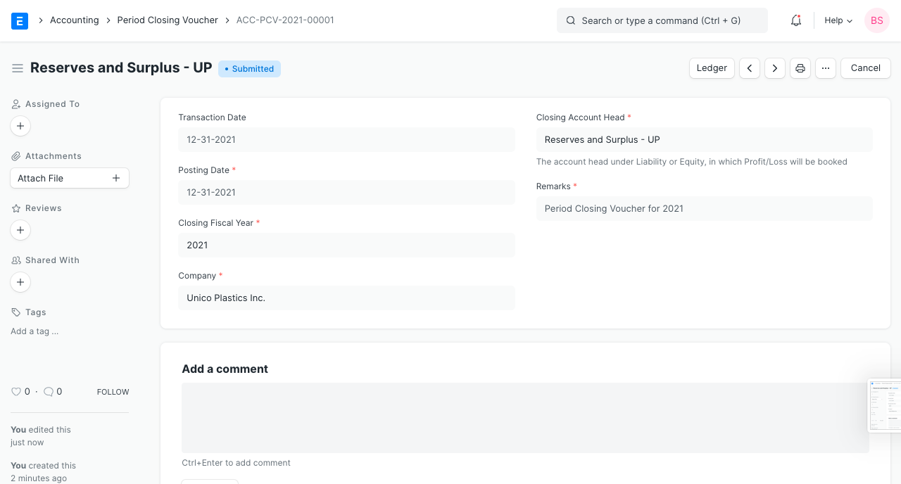 period closing voucher