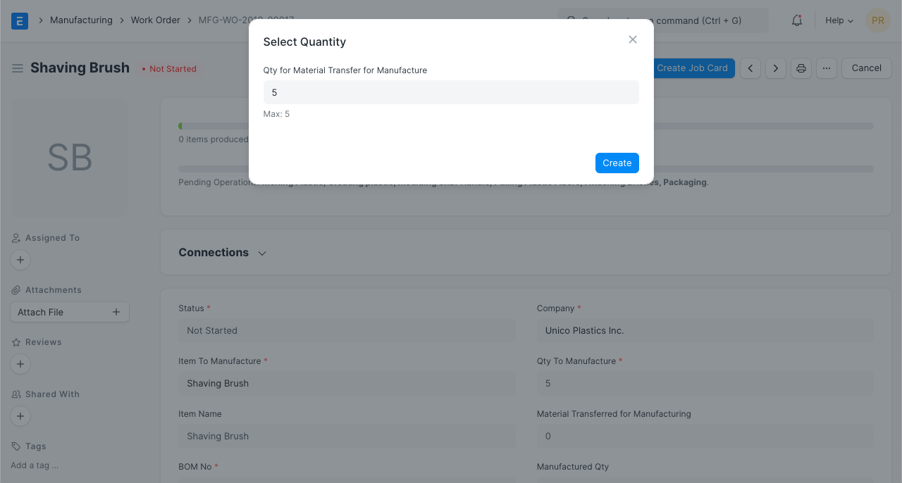 pick list dialog for qty