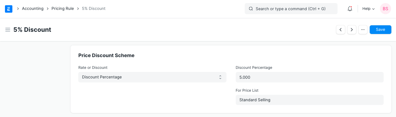 pricing rule discount scheme
