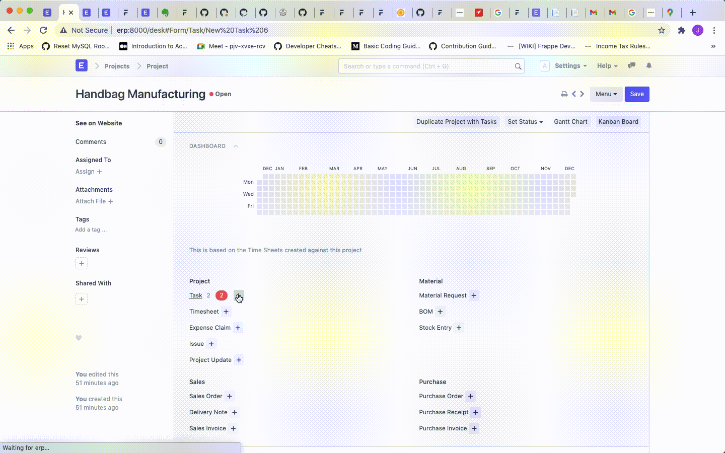 projects task creation