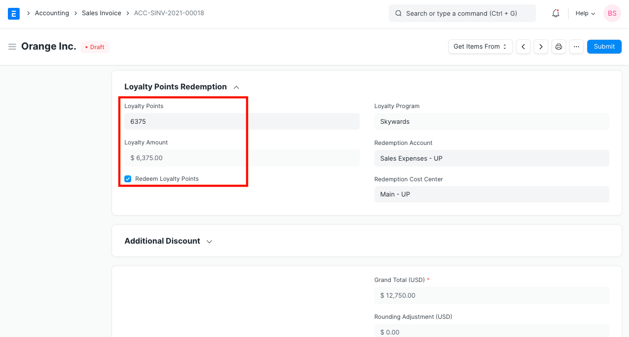 redeem loyalty points
