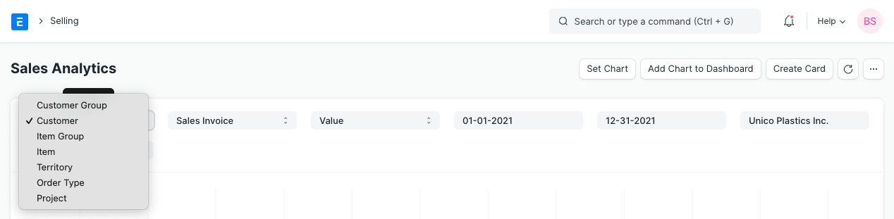 sales analytics filters