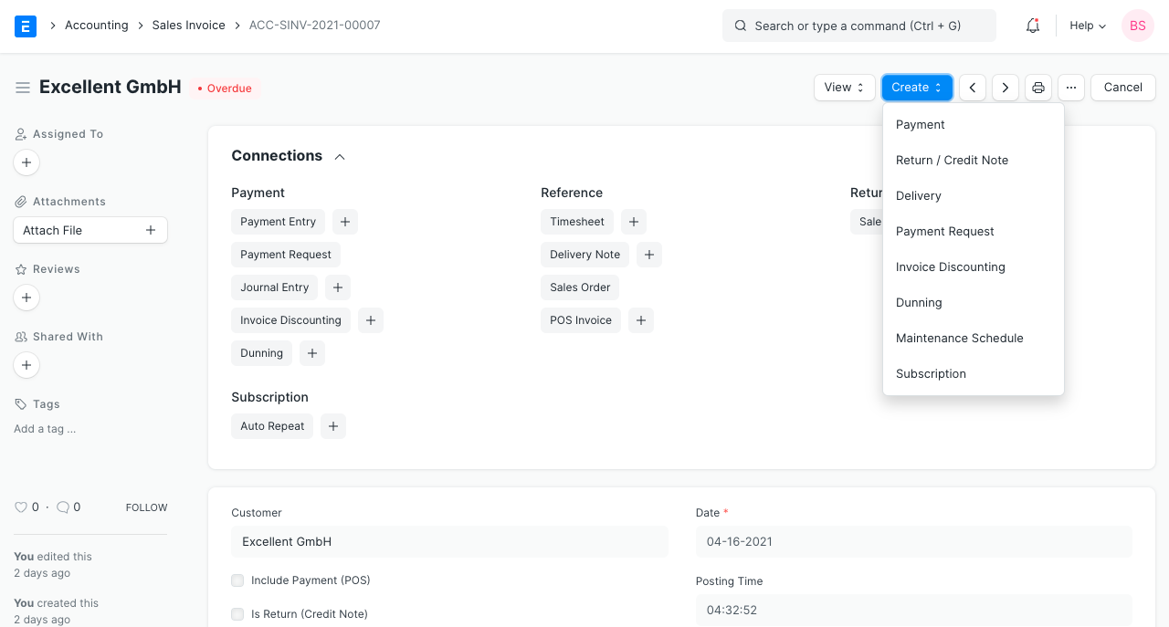 sales invoice post submit