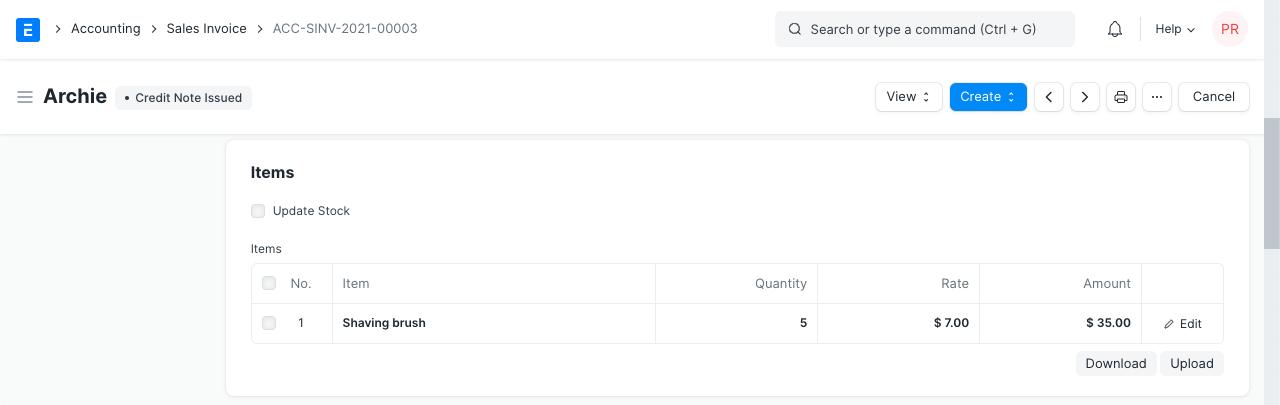 sales return against payment